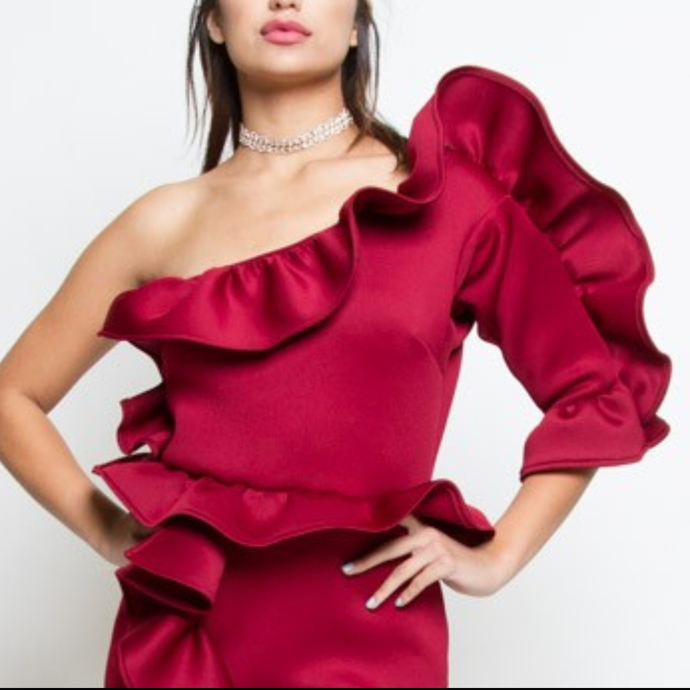 GLAMOUR GIRL Burgundy Dress MADE IN USA - Picture 2 of 3